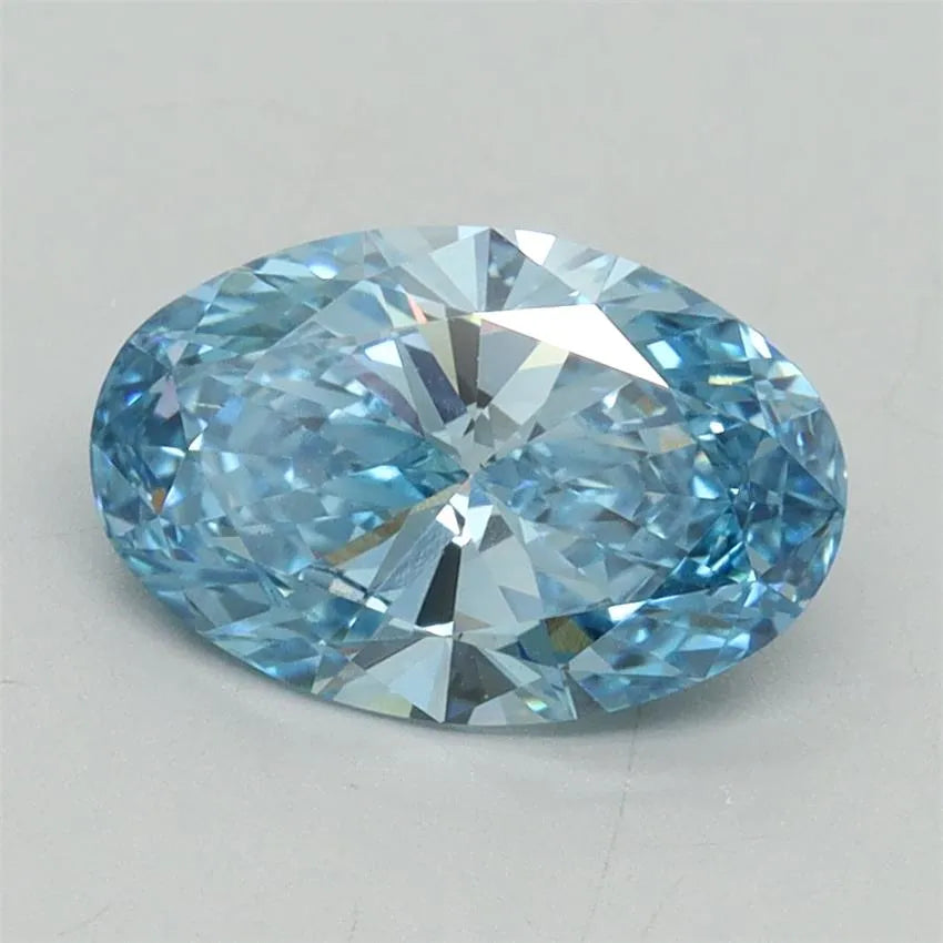 1.52ct Oval Lab Grown Diamond (Colour Fancy Vivid Blue, Clarity VS1, IGI Certified)