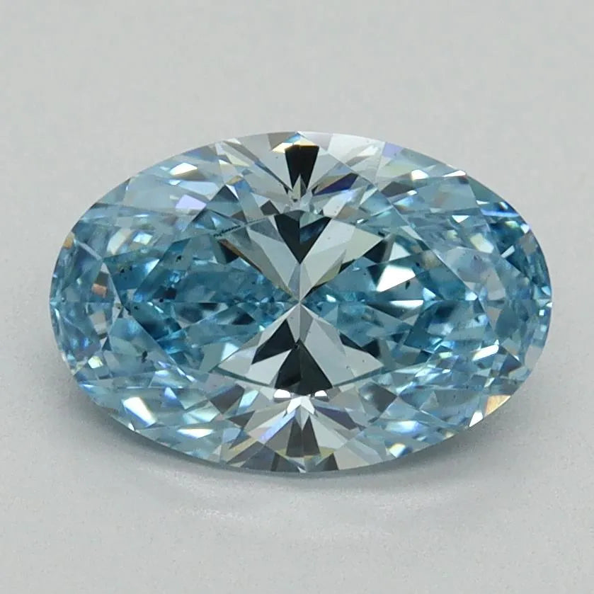 1.53ct Oval Lab Grown Diamond (Colour Fancy Vivid Blue, Clarity VS2, IGI Certified)