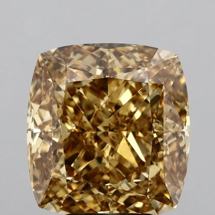 5.35ct Cushion modified Lab Grown Diamond (Colour Fancy Intense Yellow Brown, Clarity VVS2, IGI Certified)
